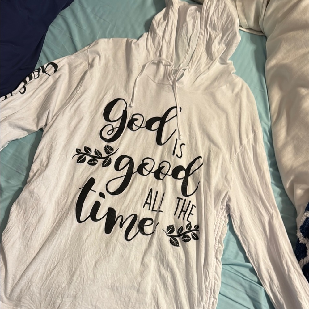 White Hoodie with Inspirational Text